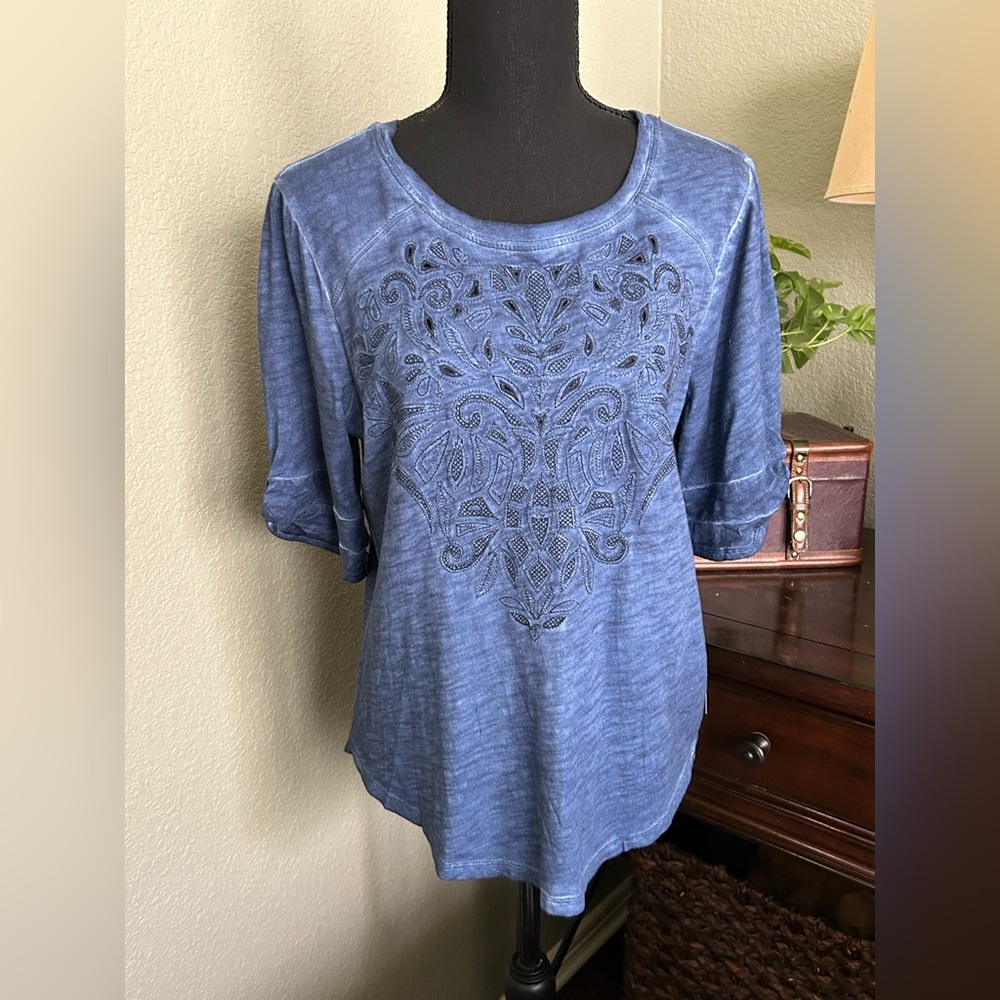 Democracy Indigo Embroidered Top